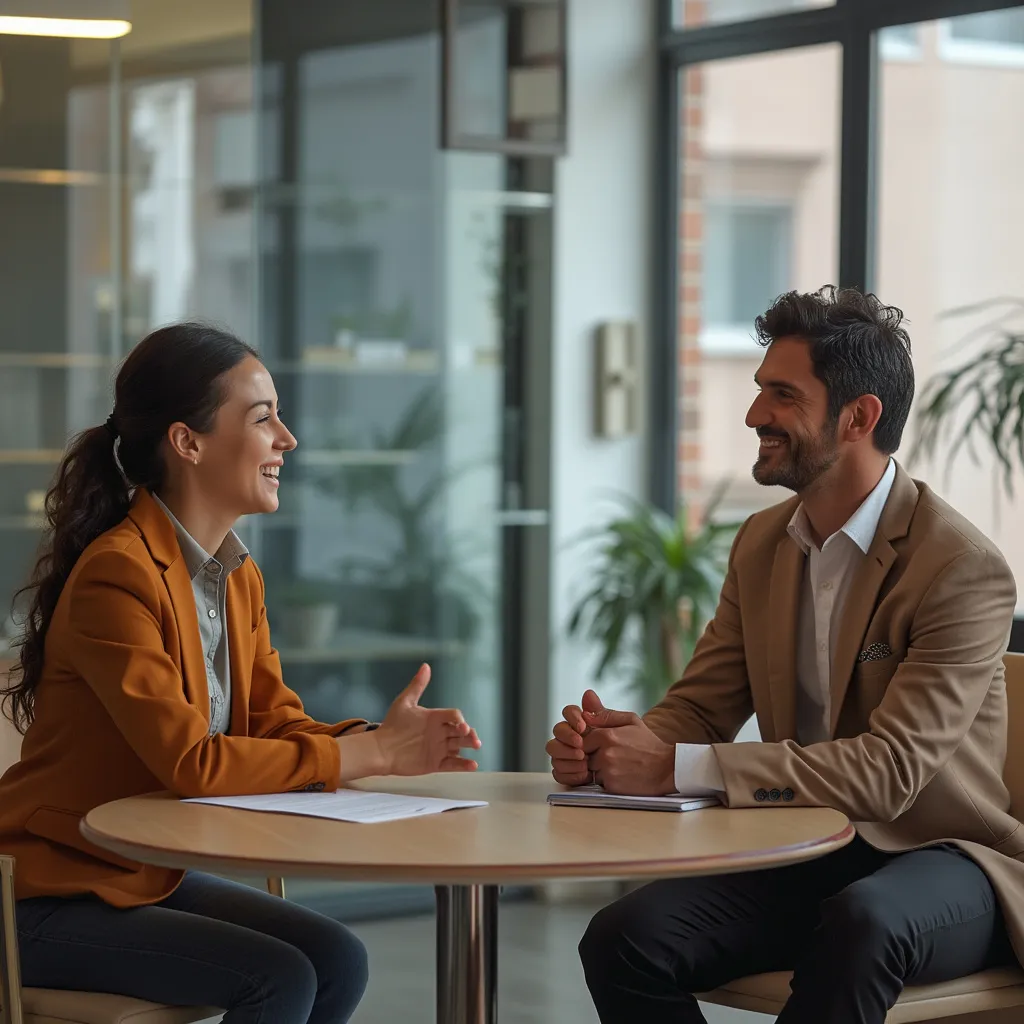 Sesión de coaching ejecutivo en oficina moderna